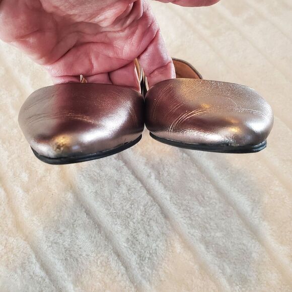 J Jill Ida D'Orsay Flats Loafers Shoes Womens 6.5 Gold Metallic Leather Slip On - Picture 5 of 9